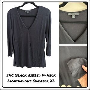 INC black ribbed v-neck lightweight sweater size XLarge